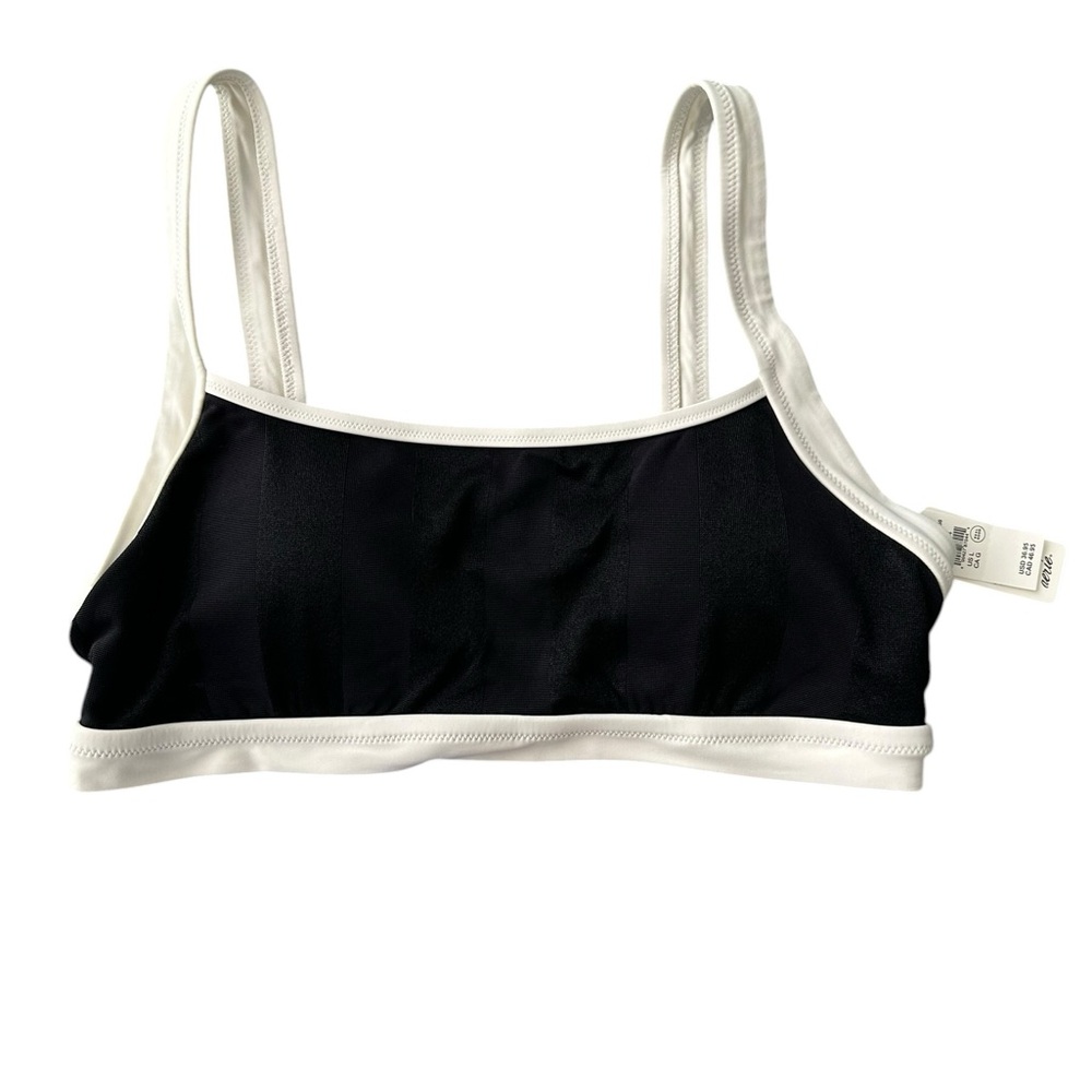 aerie Black Bralette with White Trim